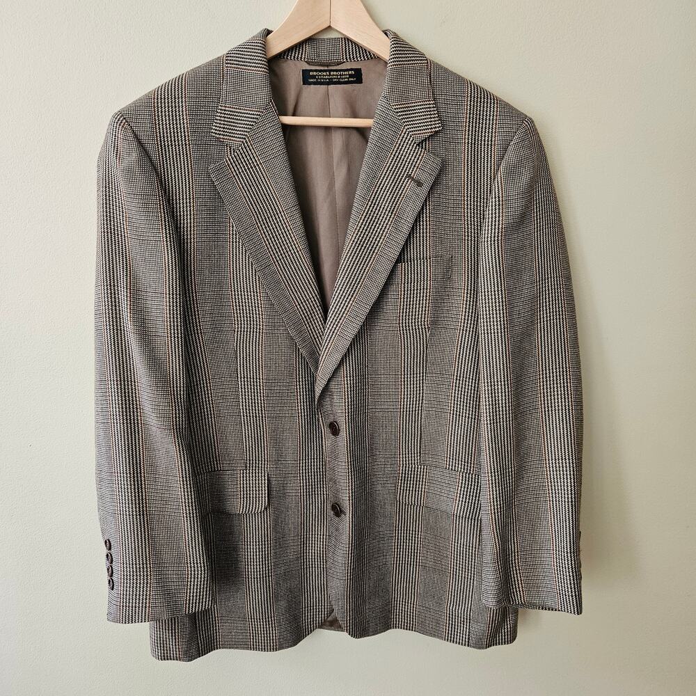 VTG Brooks Brothers Men's Blazer 40S Glenn Plaid Brown Preppy Academia USA